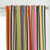 Retro Bohemian Mid Century Vertical Stripes //  Red, Orange, Yellow, Teal, Pink, Green, Light Khaki Tan