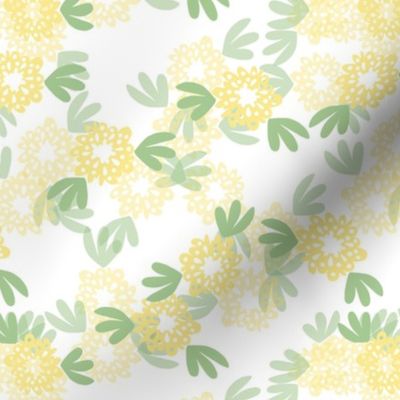 Flower Floral Yellow Green Leaf Sweet Medium SIze Girl's Room Bedding Wallpaper Nursery Sweet Simple Modern