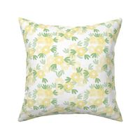 Flower Floral Yellow Green Leaf Sweet Medium SIze Girl's Room Bedding Wallpaper Nursery Sweet Simple Modern