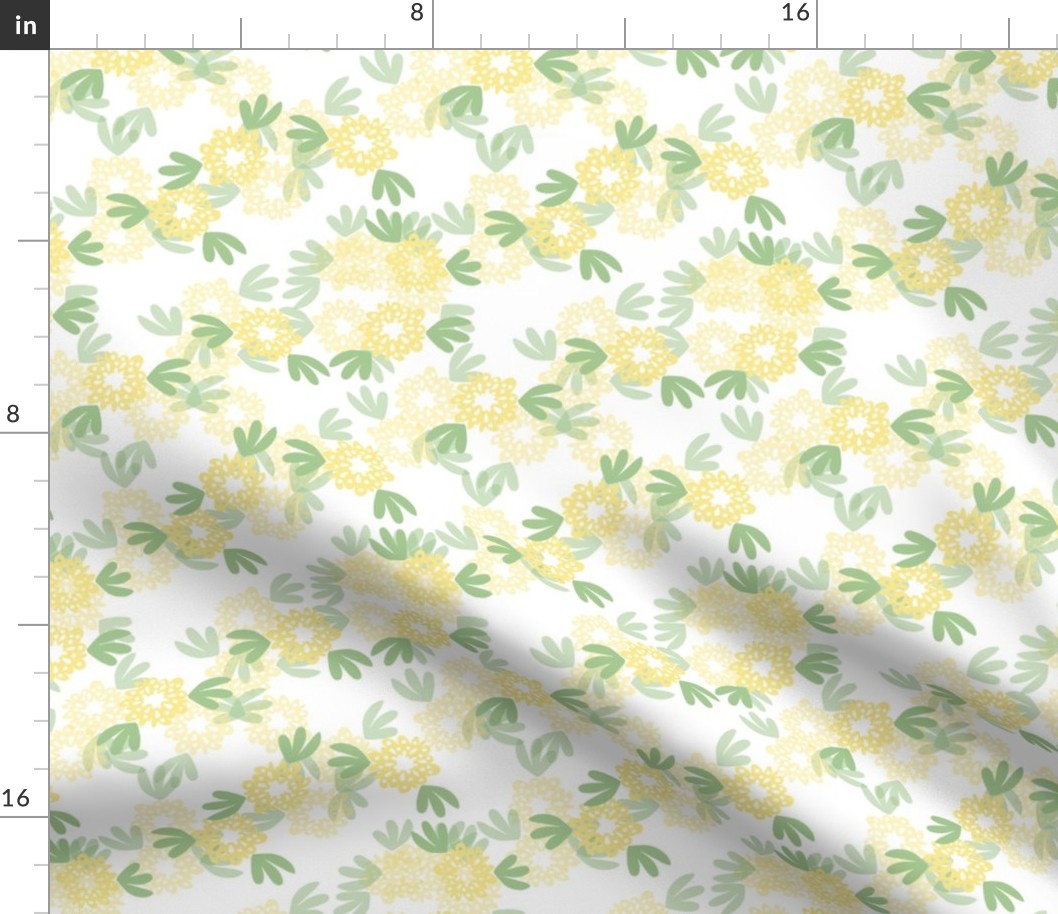 Flower Floral Yellow Green Leaf Sweet Medium SIze Girl's Room Bedding Wallpaper Nursery Sweet Simple Modern