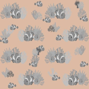 Sweet Coral Reef Dreams 3 - Grays on Peach