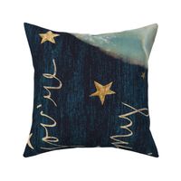 Nursery Stars and Moon Whole Cloth Quilt, Cheater quilt, gender neutral, unisex,  baby boy  dark blue