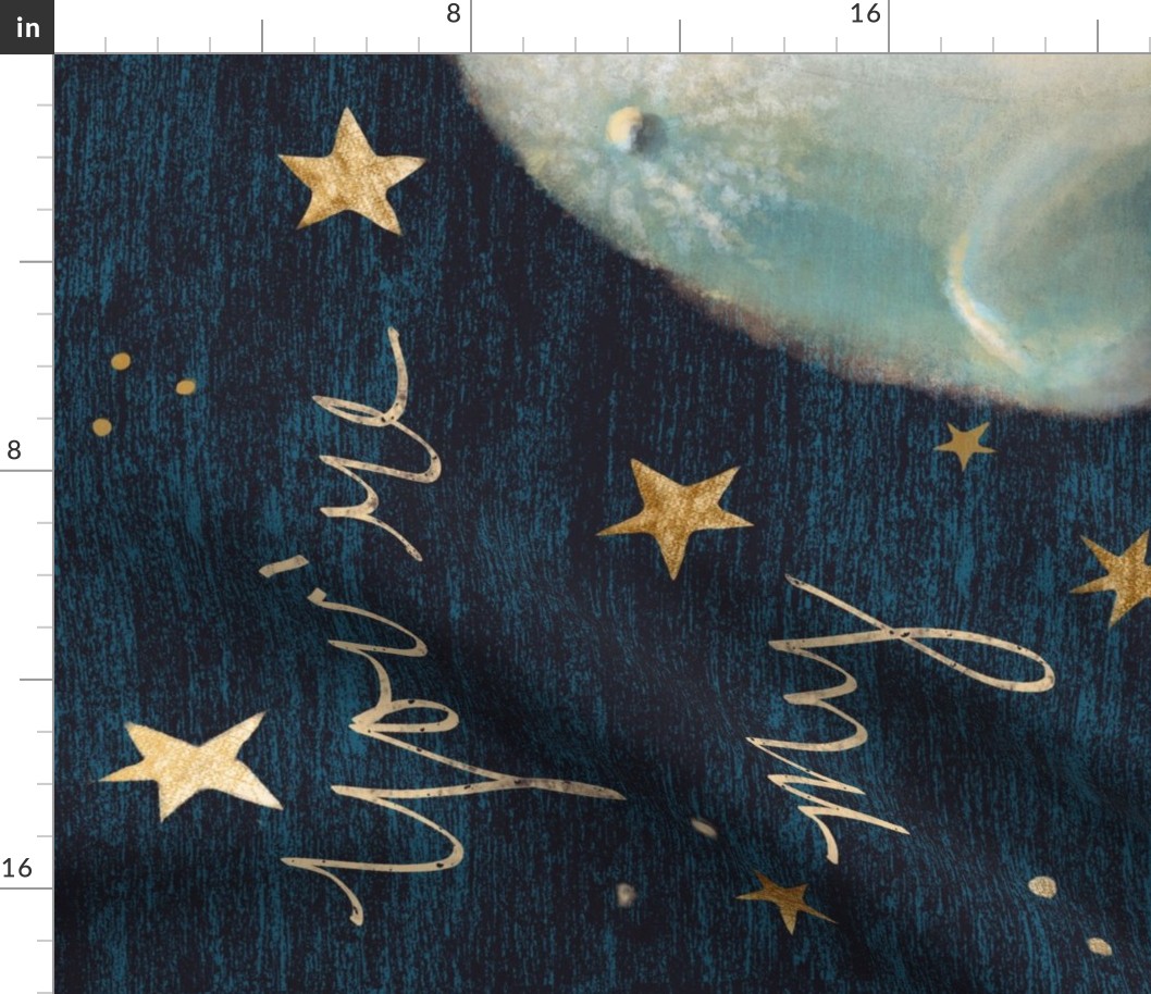 Nursery Stars and Moon Whole Cloth Quilt, Cheater quilt, gender neutral, unisex,  baby boy  dark blue