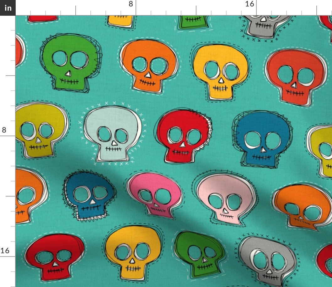 sew skully turquoise