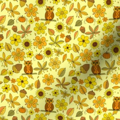 Floral Nature Autumn Owls