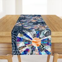 Modern patchwork cheater quilt with Dresden plate block