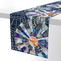 Modern patchwork cheater quilt with Dresden plate block