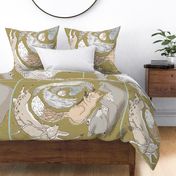 Woodland Dreams Kantha Quilt 42x36" (chartreuse)