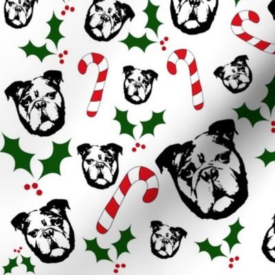 English Bulldog Christmas fabric and gift wrap