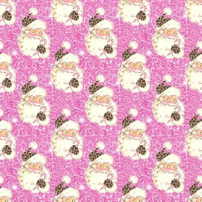 Glitter pink leopard Santa retro leopard