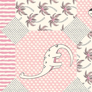 dinosaur cheater quilt - pink