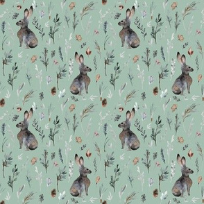 4" Woodland Bunnies // Summer Green