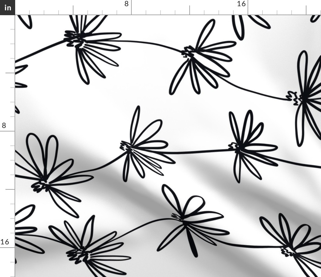 Rotated // Daisy chain black and white daisies spring