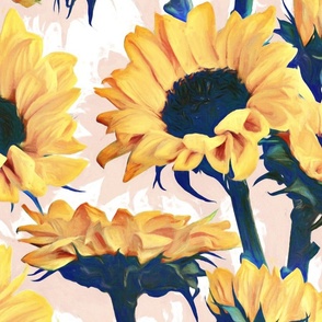 Sunflowers with Blush, White and Blue - extra large