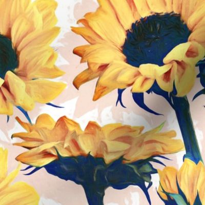 Sunflowers with Blush, White and Blue - large