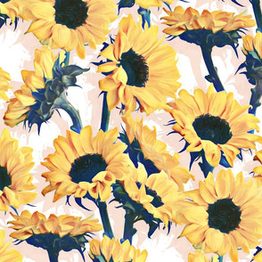 Sunflowers with Blush, White and Blue - large