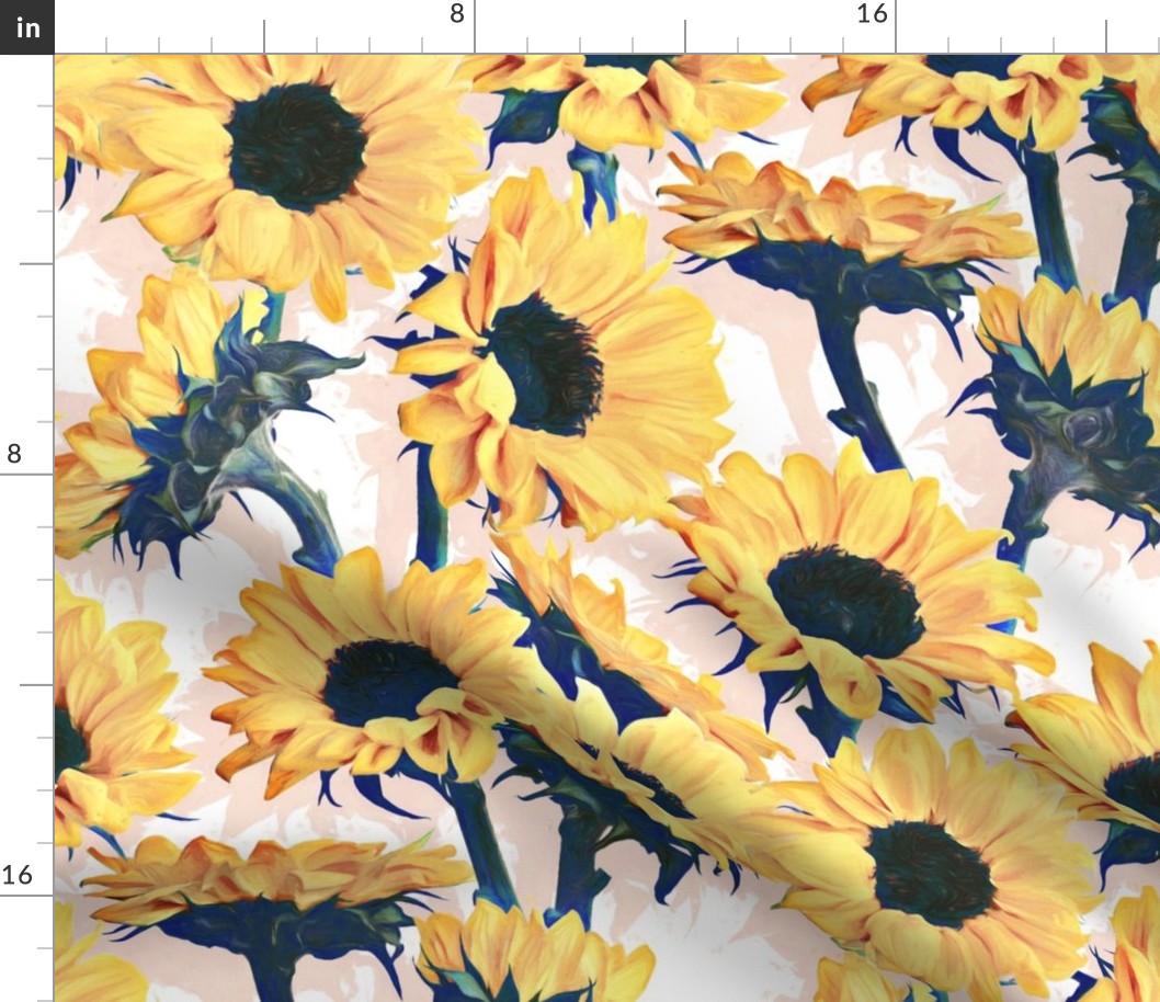 Sunflowers with Blush, White and Blue - large