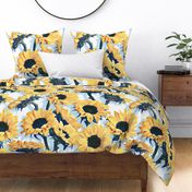 Sunflowers on Pale Blue and White - extra large