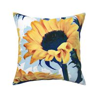 Sunflowers on Pale Blue and White - extra large