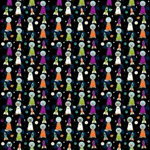 TINY  - space cats fabric // cat cats design cute cats kittens kitty design - black