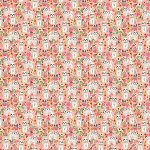 TINY - shih tzu florals peach pink girls sweet pet dog dogs fabric dog breed shih tzu fabric