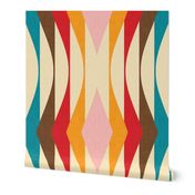 cheater quilt  mid mid waves beige - Mid Century Modern - Retro Geometric