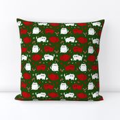Christmas Cats and Candy Canes - Green Background