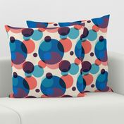 Dots in blue, red and dark purple