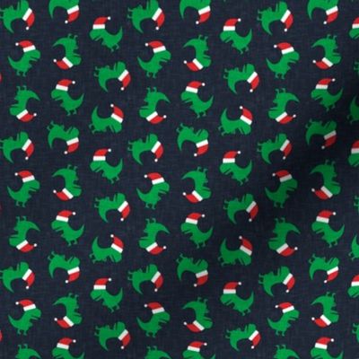 (extra small scale) Christmas Trex - Santa hat dinosaur toss - navy - LAD19BS