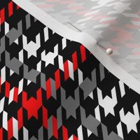 Black, White, Grey and Red Houndstooth plaid