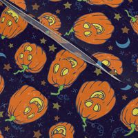 Happy Jack-O-Lanterns with stiched stars and moons