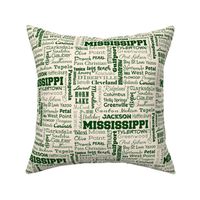 Mississippi cities, cream and green