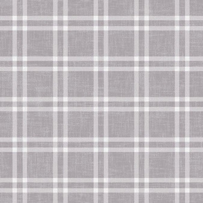 minimal plaid on gray linen