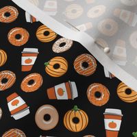 (extra small scale) Coffee and Fall Donuts - PSL pumpkin fall donuts toss - black - LAD19BS