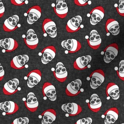 (small scale) santa hat skulls on dark grey - LAD19BS