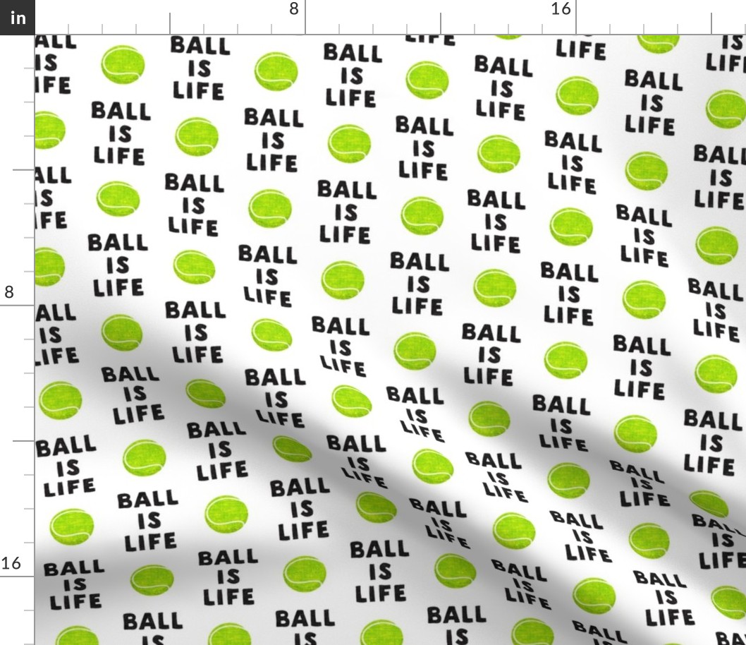Ball is life - white - dog - tennis ball - LAD19