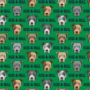 (3/4" scale) Kiss-a-bull - pit bulls - American Pit Bull Terrier dog - green - LAD19BS