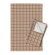 (micro scale) Christmas Plaid - Green, red, gold on cream - LAD19BS