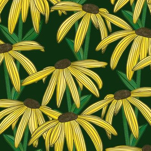 Yellow Daisy (Dark Green Background)