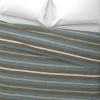 Neutral stripes with linen texture in teal olive aqua beige