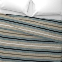 Neutral stripes with linen texture in beige teal black