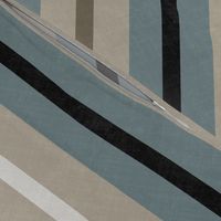 Neutral stripes with linen texture in beige teal black