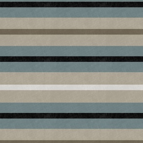 Neutral stripes with linen texture in beige teal black