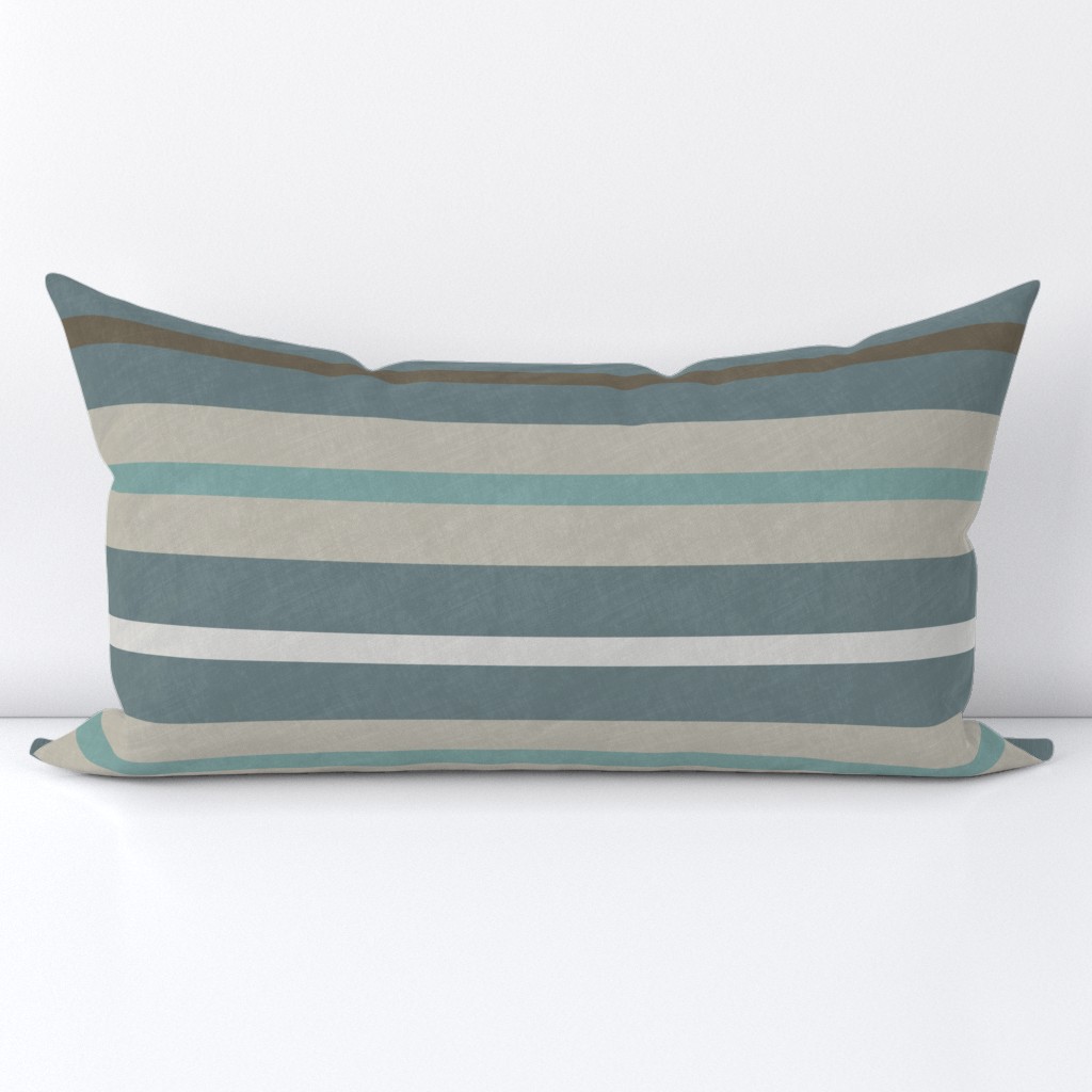 Neutral stripes with linen texture teal grey olive aqua 