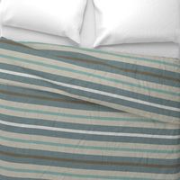 Neutral stripes with linen texture teal grey olive aqua 