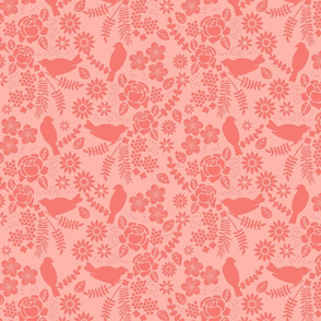 Birds and Flowers Cut Out (blush pink)