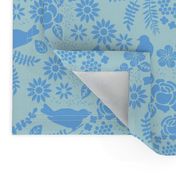 Birds and Flowers Cut Out (Light Blue & Pastel Blue)