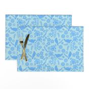 Birds and Flowers Cut Out (Light Blue & Pastel Blue)