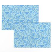 Birds and Flowers Cut Out (Light Blue & Pastel Blue)