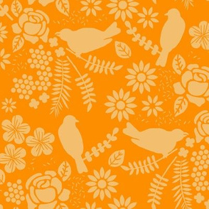 Birds and Flowers Cut Out (Orange and Lemon) orange